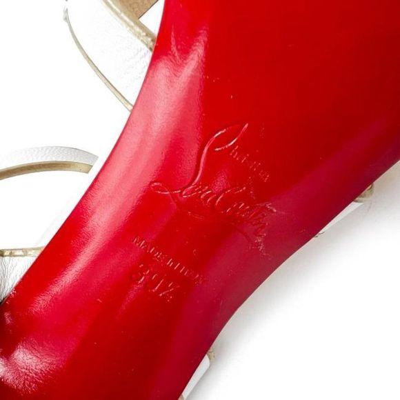 Christian Louboutin White Smartissima 100 Suede-trimmed Leather Sandals - Picture 11 of 12